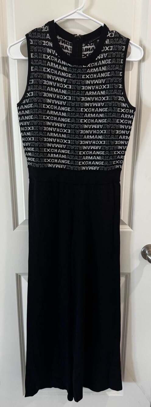 Armani Exchange Sleeveless Logo Print Knit Jumpsuit